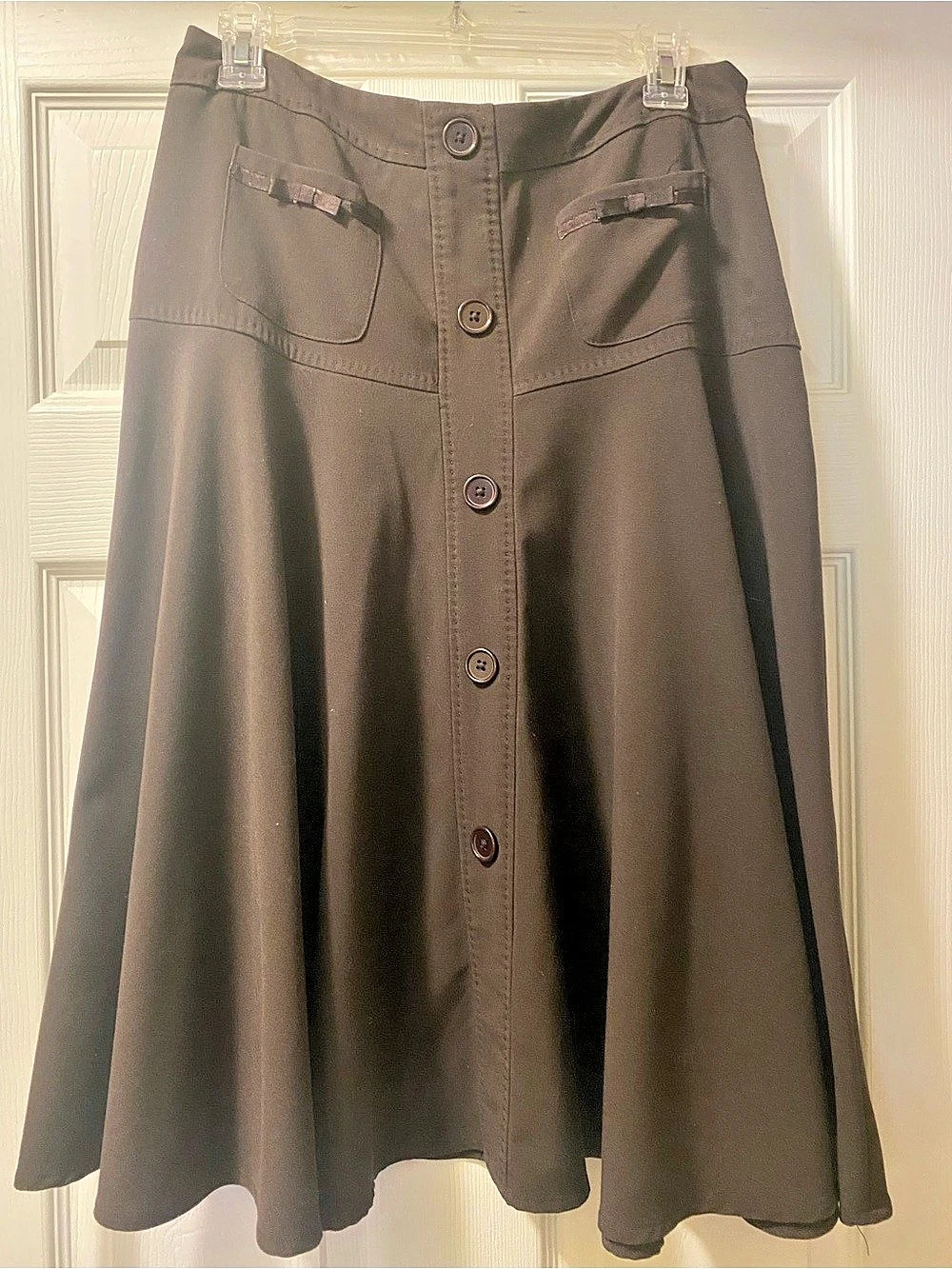 Larry Levine Stretch Women's Brown Midi Skirt, Sz 8